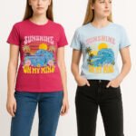 تيشرت ابيض / فوشيا