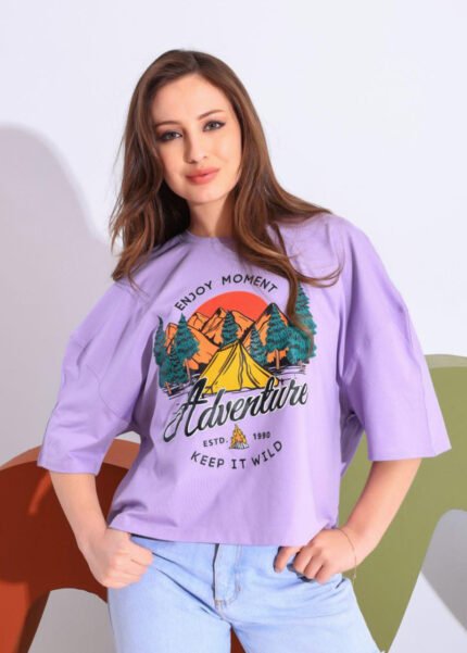 T-Shirt | Lavender/Baby Blue/Black