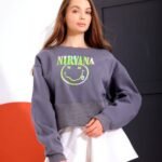 Sweatshirt | Off-white/dark grey/fuchsia